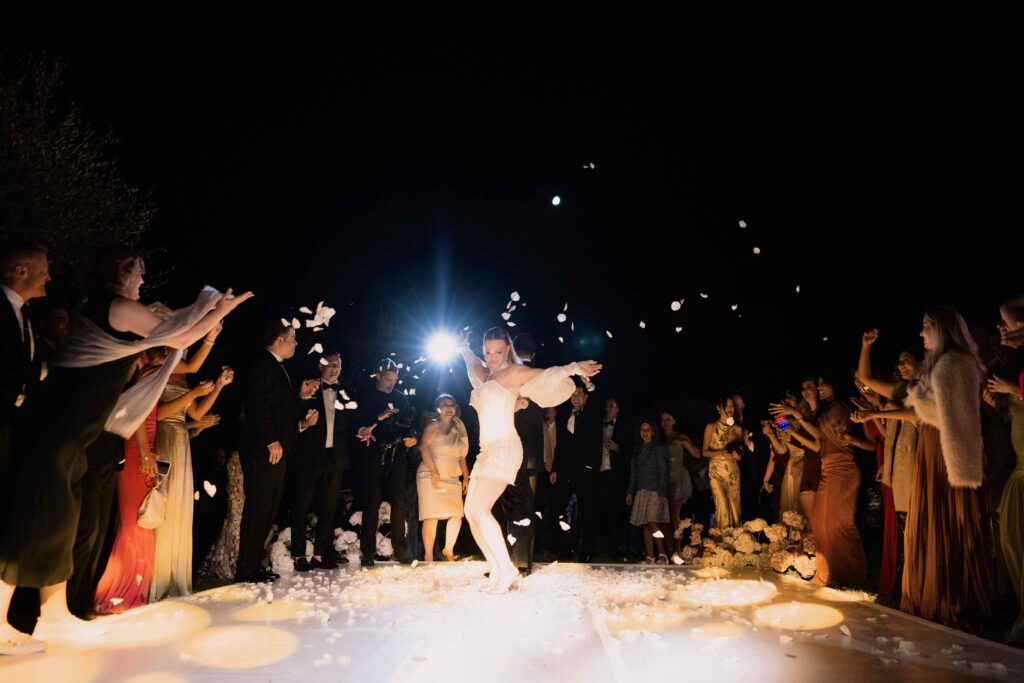 Bride dancing during wedding party photographed by a wedding photographer in Dubai