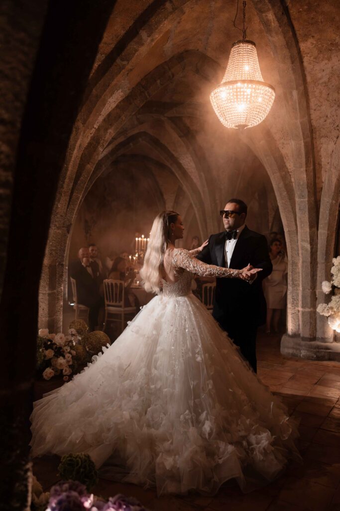 Romantic evening wedding dance photographed by a wedding photographer in Dubai