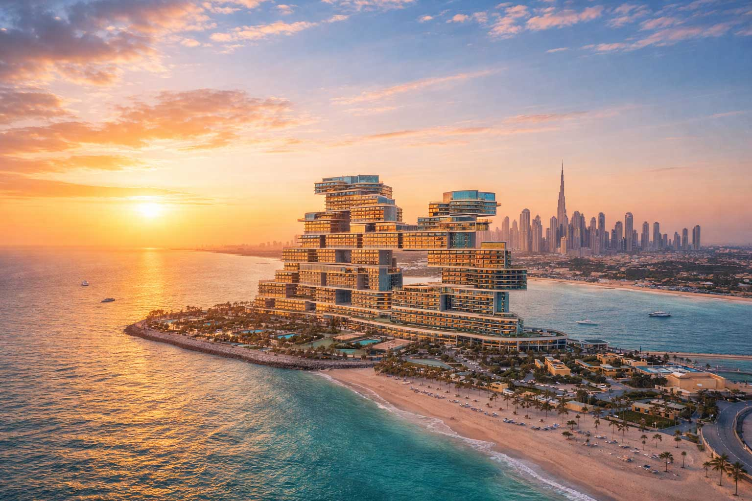 Atlantis The Royal Dubai luxury wedding venue at sunset